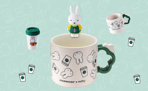 618咖啡優惠買一送一!星巴克miffy杯緣子開搶 CAMA、路易莎一覽 ▲星巴克miffy杯緣子盲盒3款超萌開搶。(圖/星巴克提供)